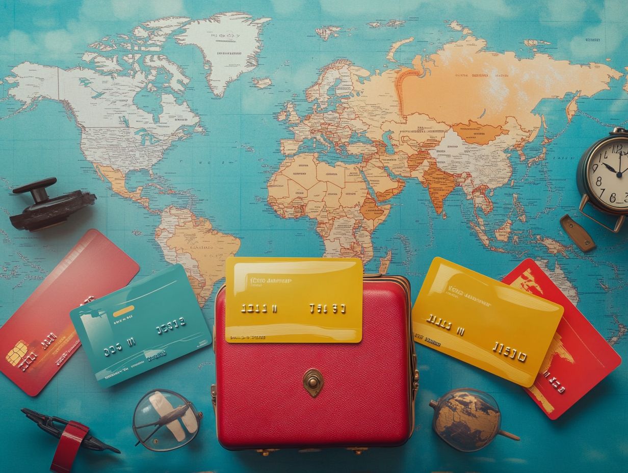 A collage of travel credit cards with exciting features