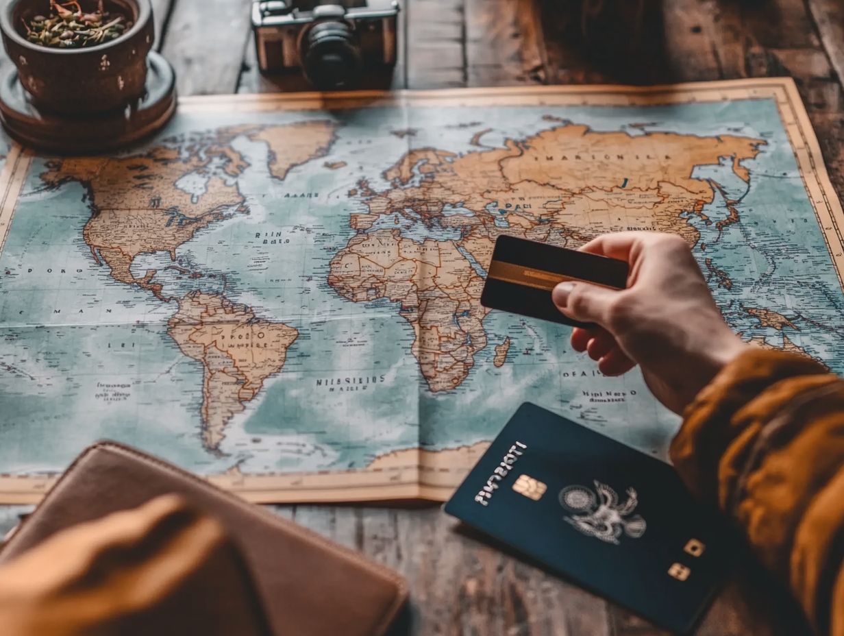 A traveler preparing their credit card for international use