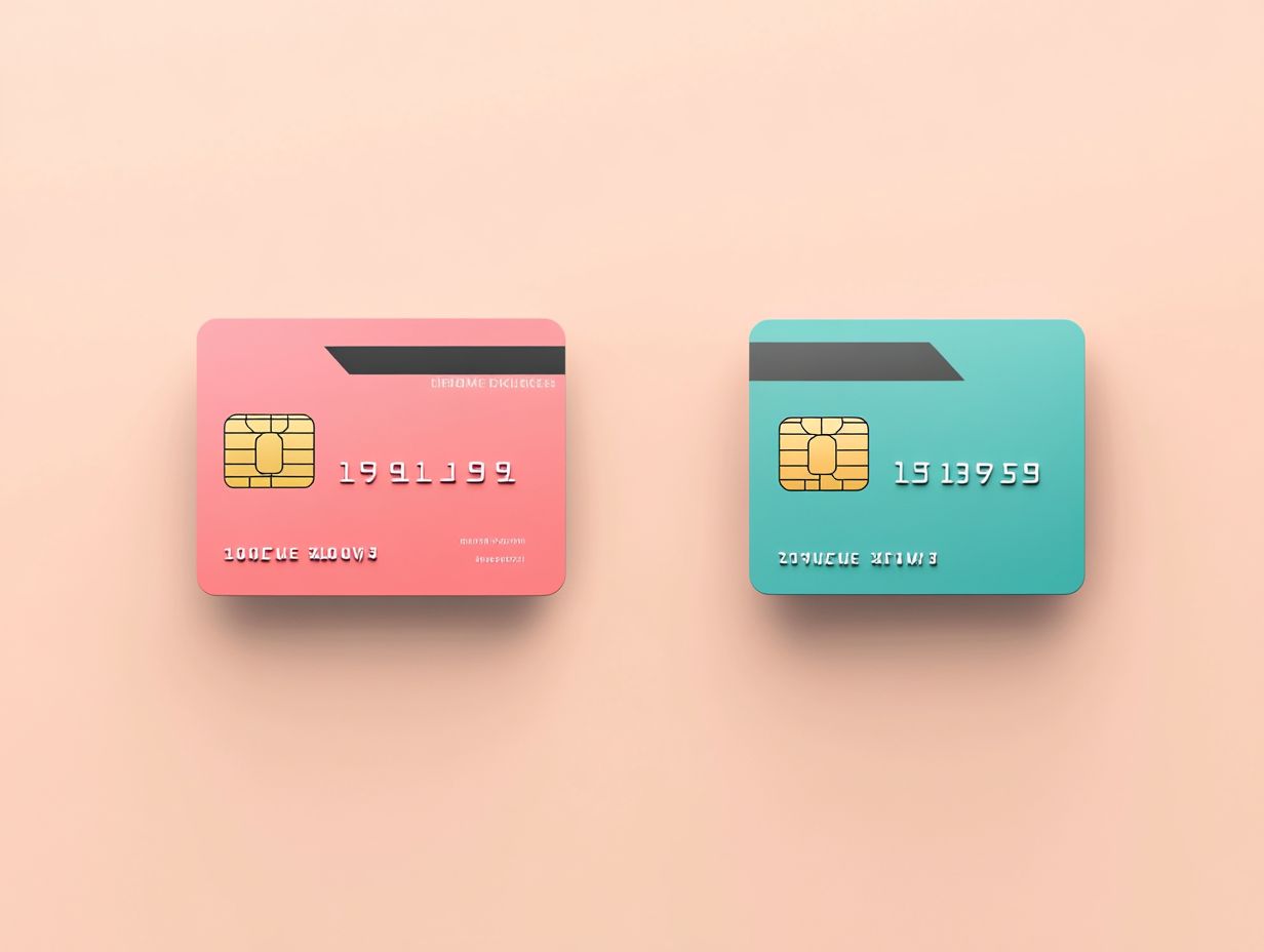 Visual comparison of debit and credit cards